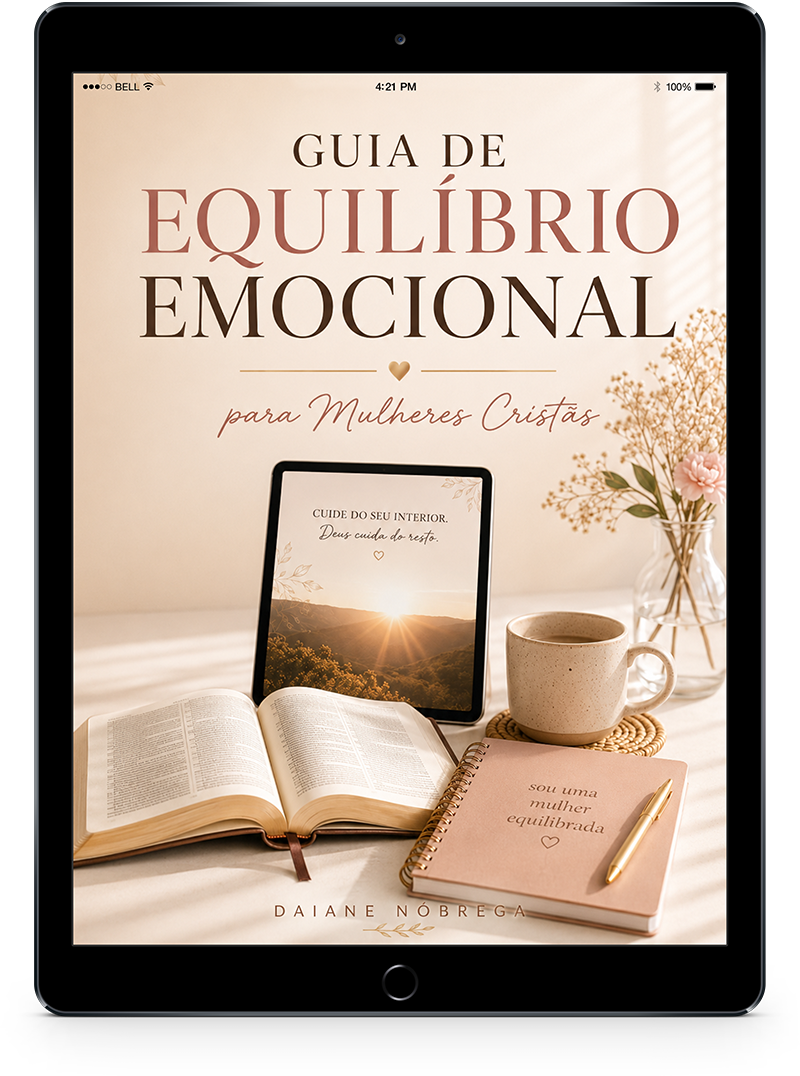 Mockup do Guia de Equilíbrio Emocional para Mulheres Cristãs